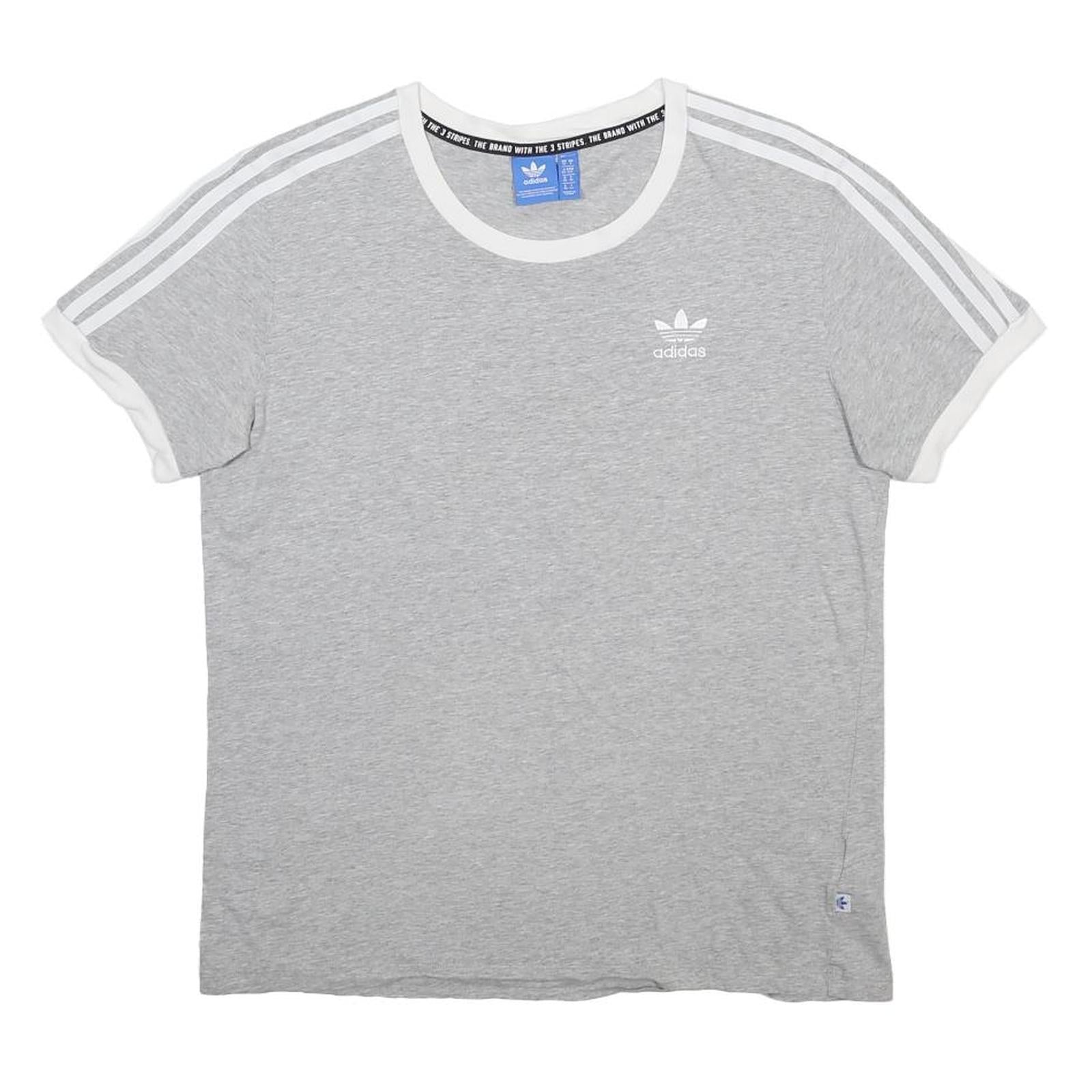 ADIDAS Womens Grey & White Graphic T-Shirt UK 10 Short Sleeve Crew Neck