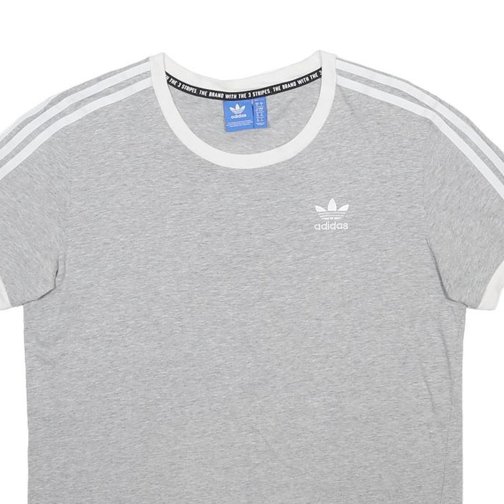 ADIDAS Womens Grey & White Graphic T-Shirt UK 10 Short Sleeve Crew Neck