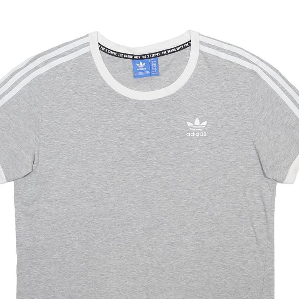 ADIDAS Womens Grey & White Graphic T-Shirt UK 10 Short Sleeve Crew Neck