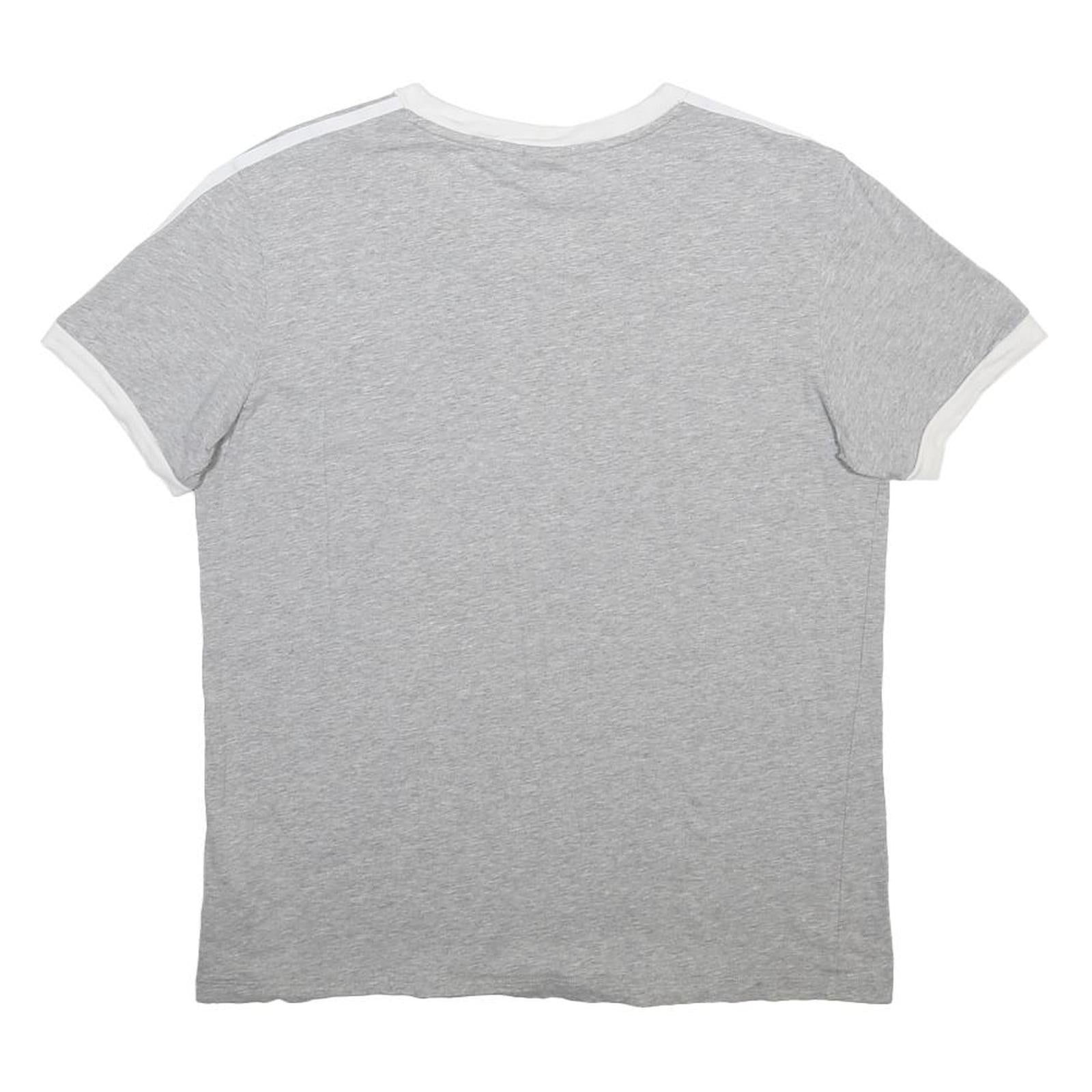 ADIDAS Womens Grey & White Graphic T-Shirt UK 10 Short Sleeve Crew Neck
