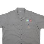 CARHARTT Mens Grey Work Shirt 2XL Short Sleeve Button Front Utility Heavy Duty