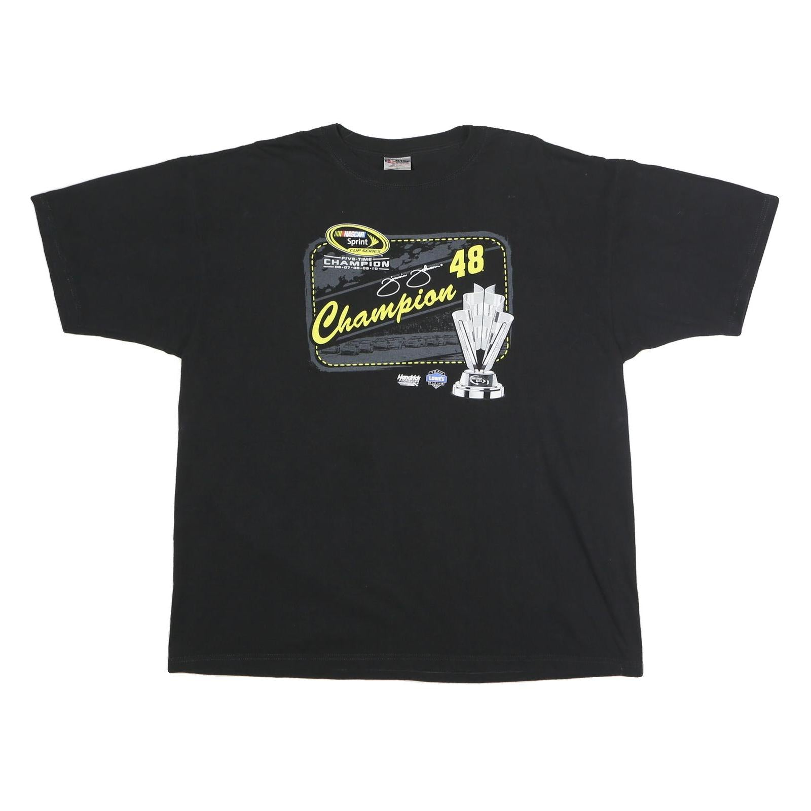 CHASE AUTHENTICS Mens Black NASCAR Champion 2XL Short Sleeve Crew Neck T-Shirt