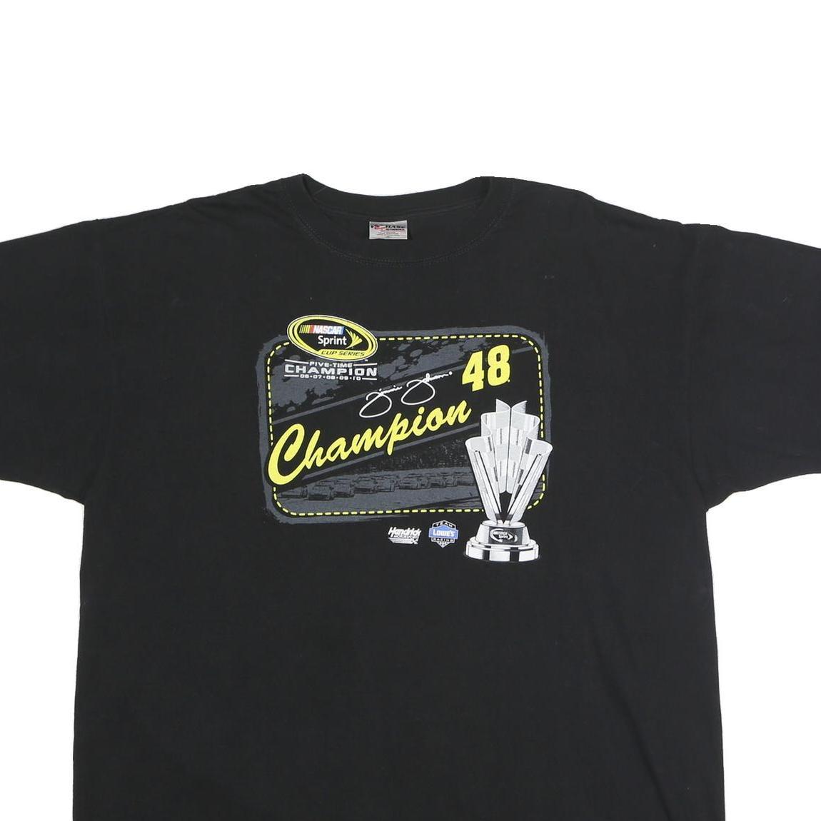 CHASE AUTHENTICS Mens Black NASCAR Champion 2XL Short Sleeve Crew Neck T-Shirt