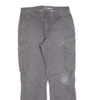CARHARTT Mens Cotton Blend Grey Relaxed Cargo Work Trousers W34 L34 Durable Fit