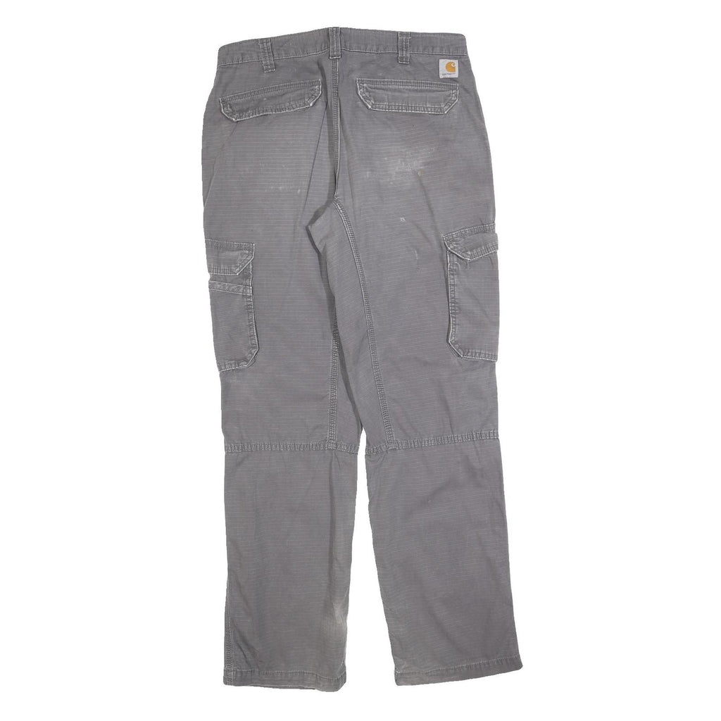 CARHARTT Mens Cotton Blend Grey Relaxed Cargo Work Trousers W34 L34 Durable Fit
