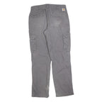CARHARTT Mens Cotton Blend Grey Relaxed Cargo Work Trousers W34 L34 Durable Fit