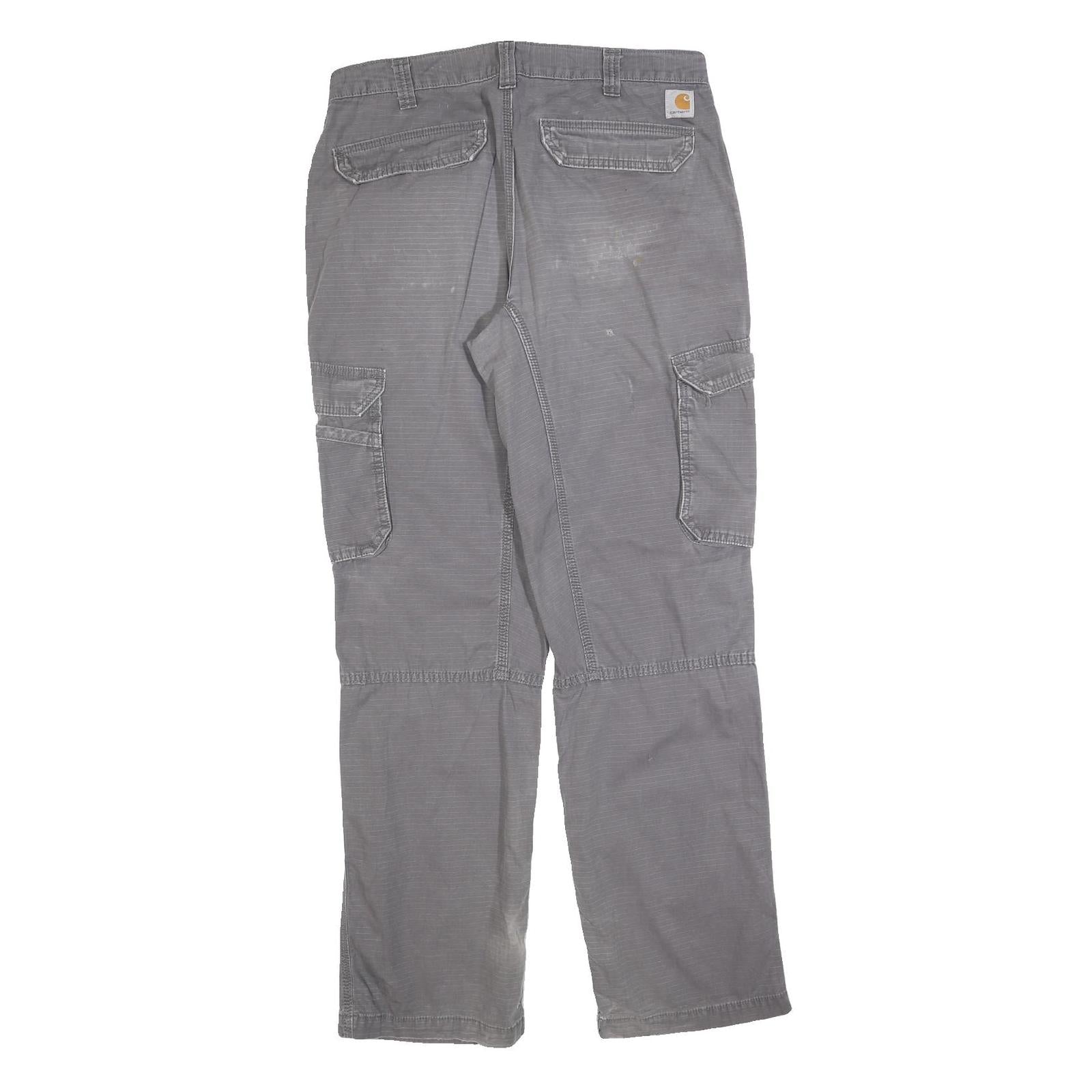 CARHARTT Mens Cotton Blend Grey Relaxed Cargo Work Trousers W34 L34 Durable Fit