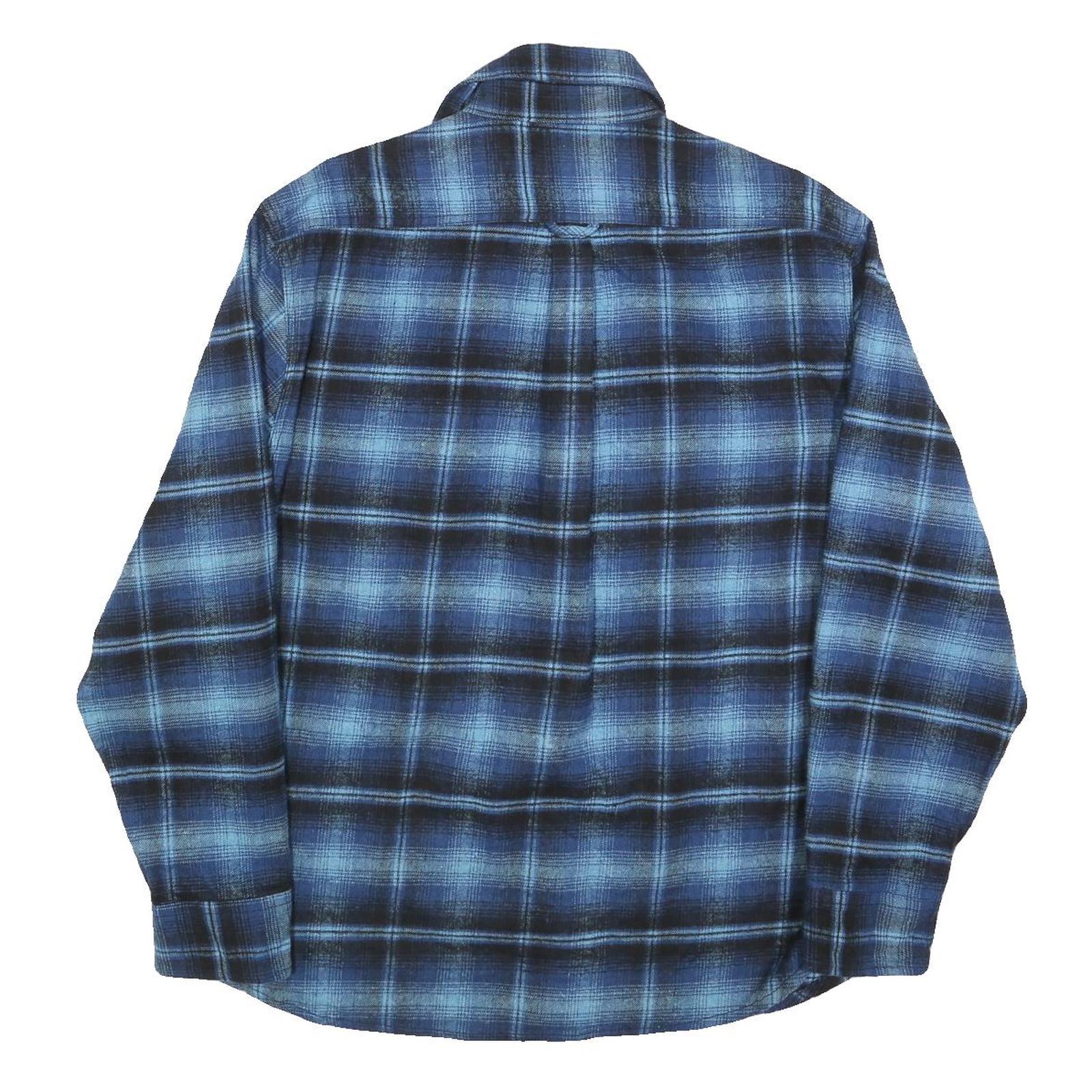 JACHS Mens Blue & Black Heritage Flannel Shirt XL Classic Plaid Cotton Style