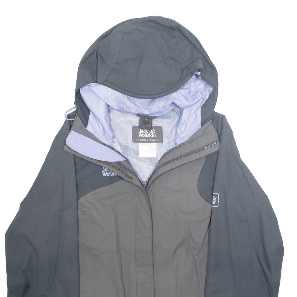 JACK WOLFSKIN Mesh Lined Womens Rain Jacket Grey Hooded M