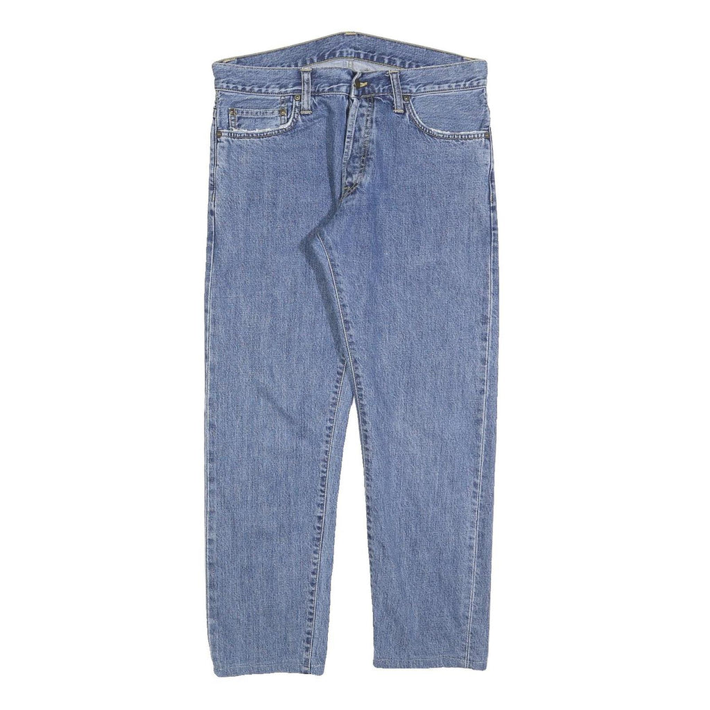 CARHARTT Mens Jeans Blue Regular Straight Denim W31 L26 Button Cotton Blend