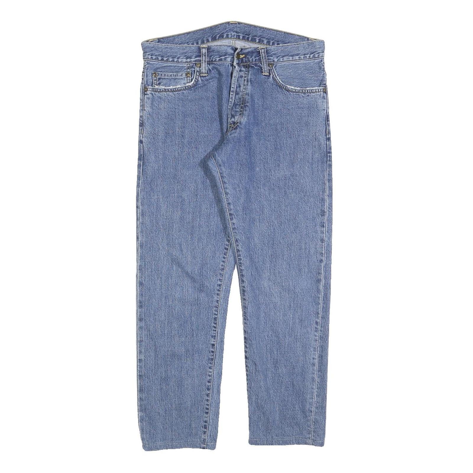 CARHARTT Mens Jeans Blue Regular Straight Denim W31 L26 Button Cotton Blend