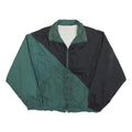 Mens Black & Green Colourblock Jacket XL Polyester Blend Zip Overcoat Plain