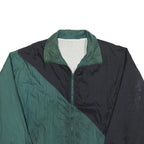 Mens Black & Green Colourblock Jacket XL Polyester Blend Zip Overcoat Plain