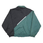 Mens Black & Green Colourblock Jacket XL Polyester Blend Zip Overcoat Plain