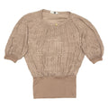 Womens Printed Top Brown 3/4 Sleeve Animal Print M