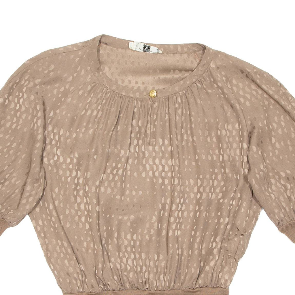 Womens Printed Top Brown 3/4 Sleeve Animal Print M