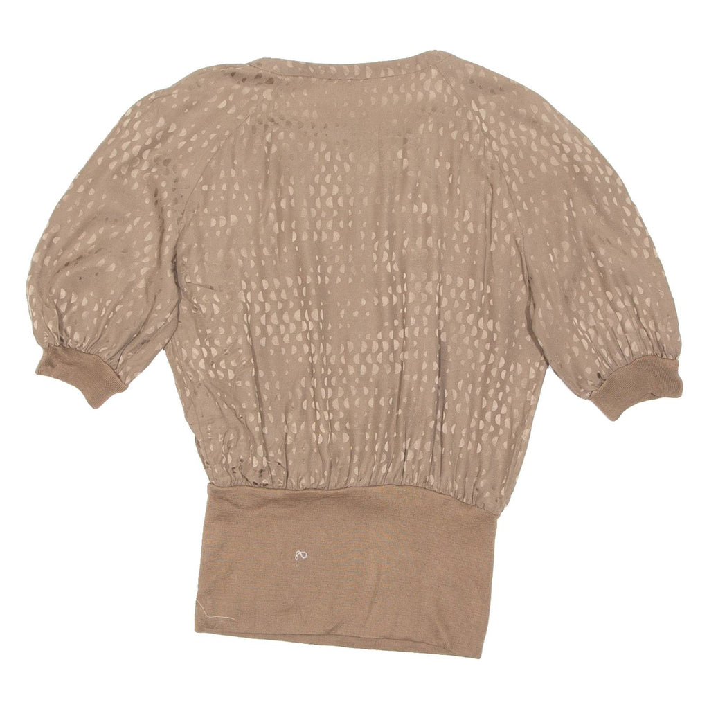 Womens Printed Top Brown 3/4 Sleeve Animal Print M