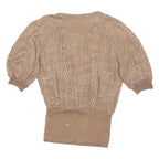 Womens Printed Top Brown 3/4 Sleeve Animal Print M