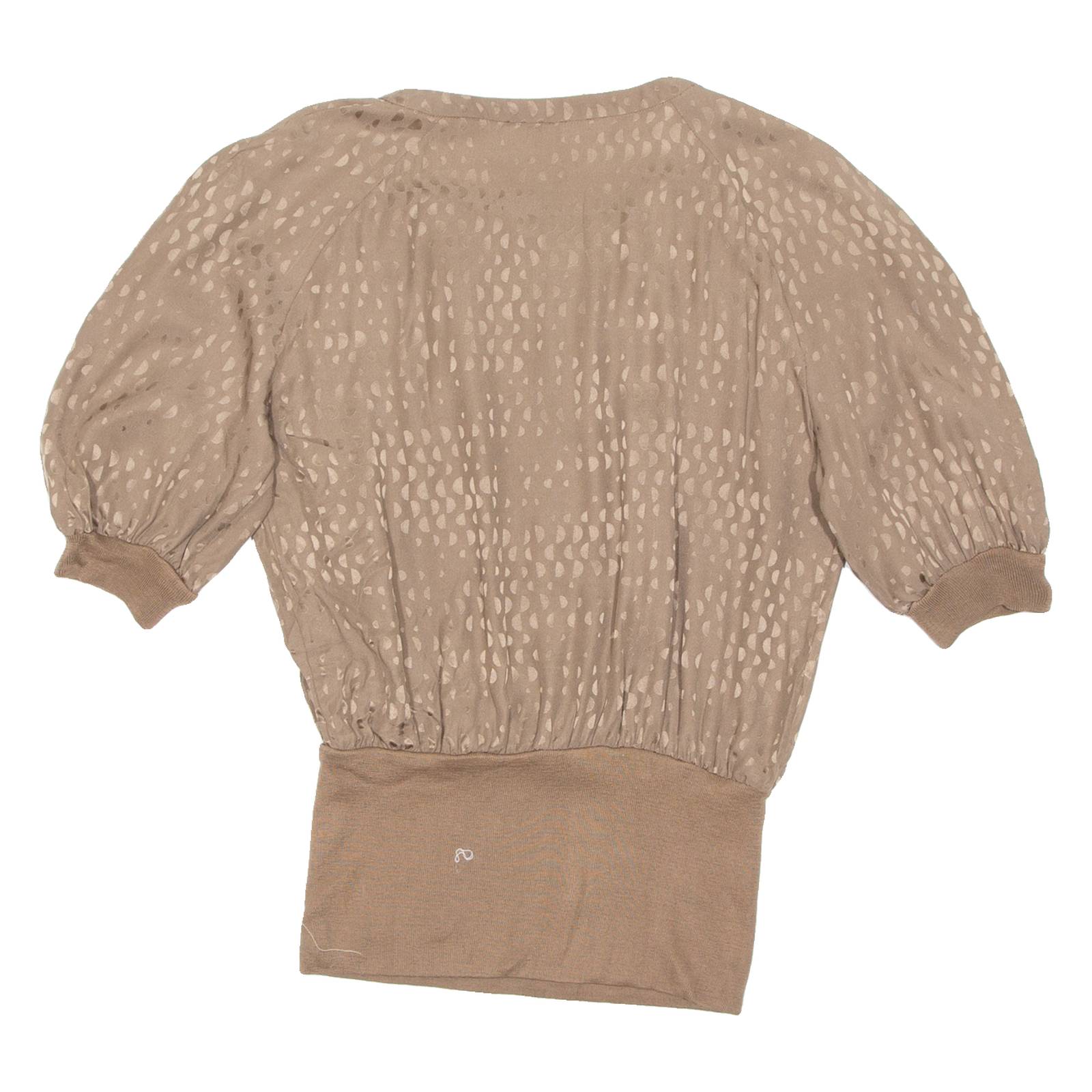 Womens Printed Top Brown 3/4 Sleeve Animal Print M