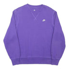 NIKE Mens Purple Crew Neck L Sweatshirt Cotton Blend Pullover Casual Comfort