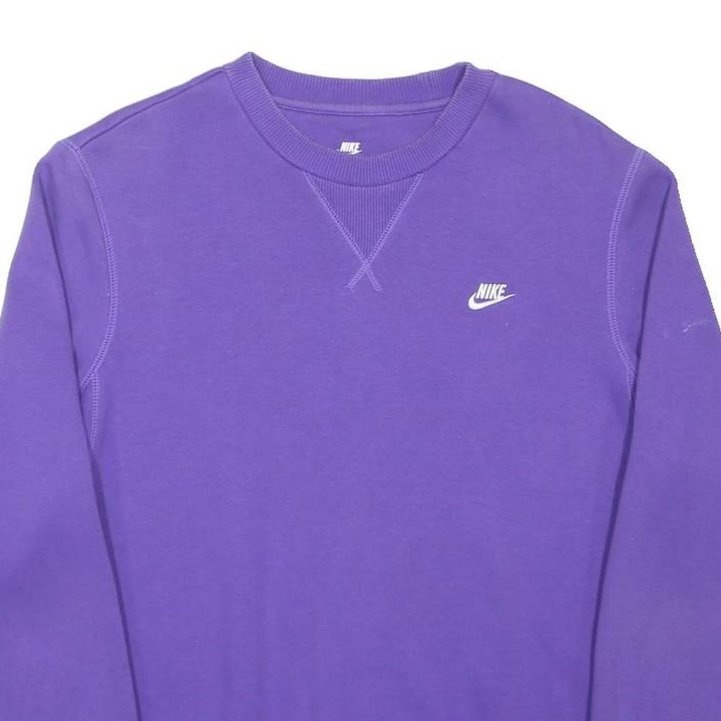 NIKE Mens Purple Crew Neck L Sweatshirt Cotton Blend Pullover Casual Comfort