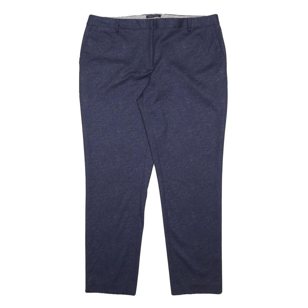 TOMMY HILFIGER Womens Cotton Blend Navy Slim Trousers W36 L29 Stylish