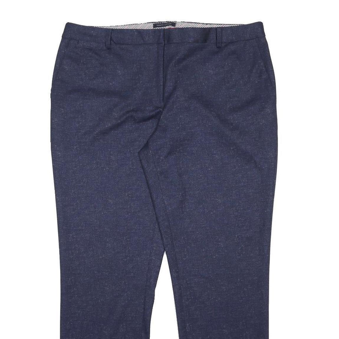 TOMMY HILFIGER Womens Cotton Blend Navy Slim Trousers W36 L29 Stylish