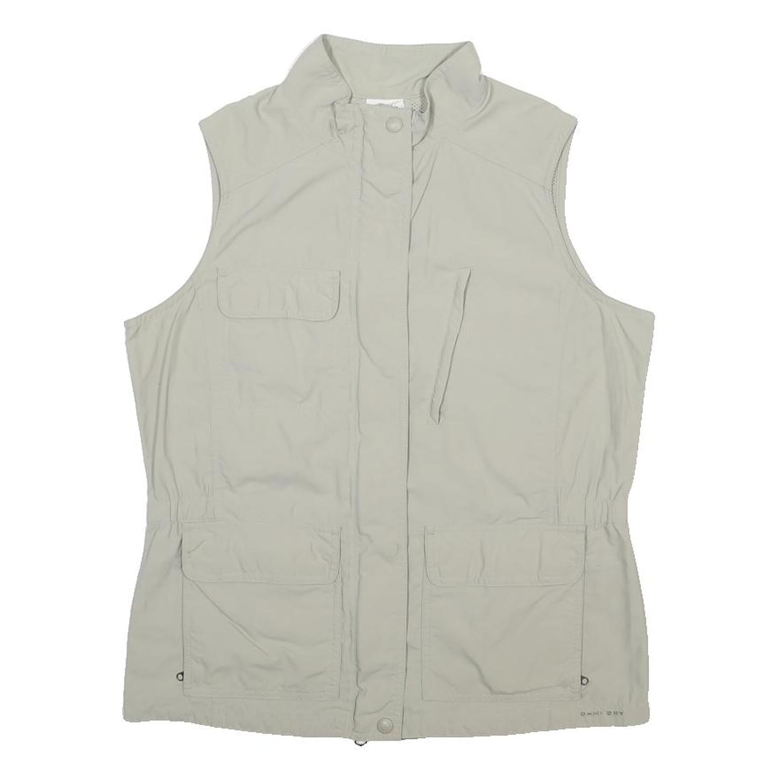 COLUMBIA Womens Cream Outdoor Nylon Jacket M Zip Utility Pocket Lightweight