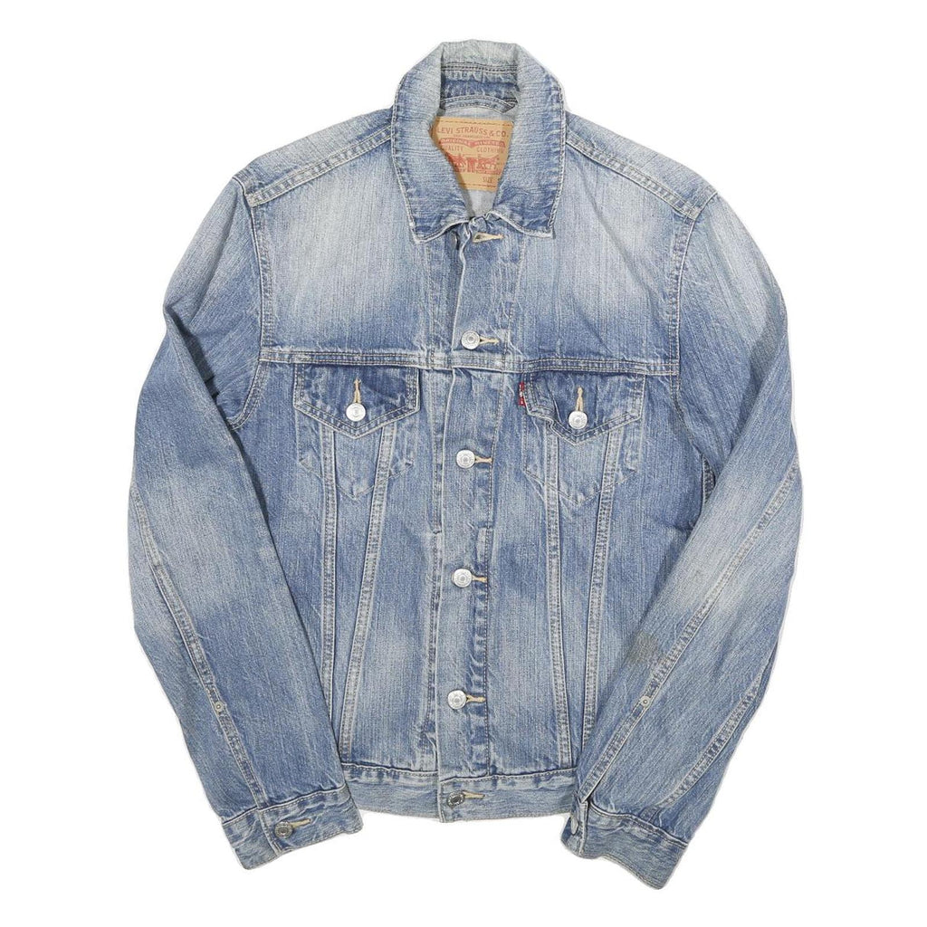 LEVI'S Mens Blue Denim Jacket S Cotton Blend Button Closure Classic Fit Casual