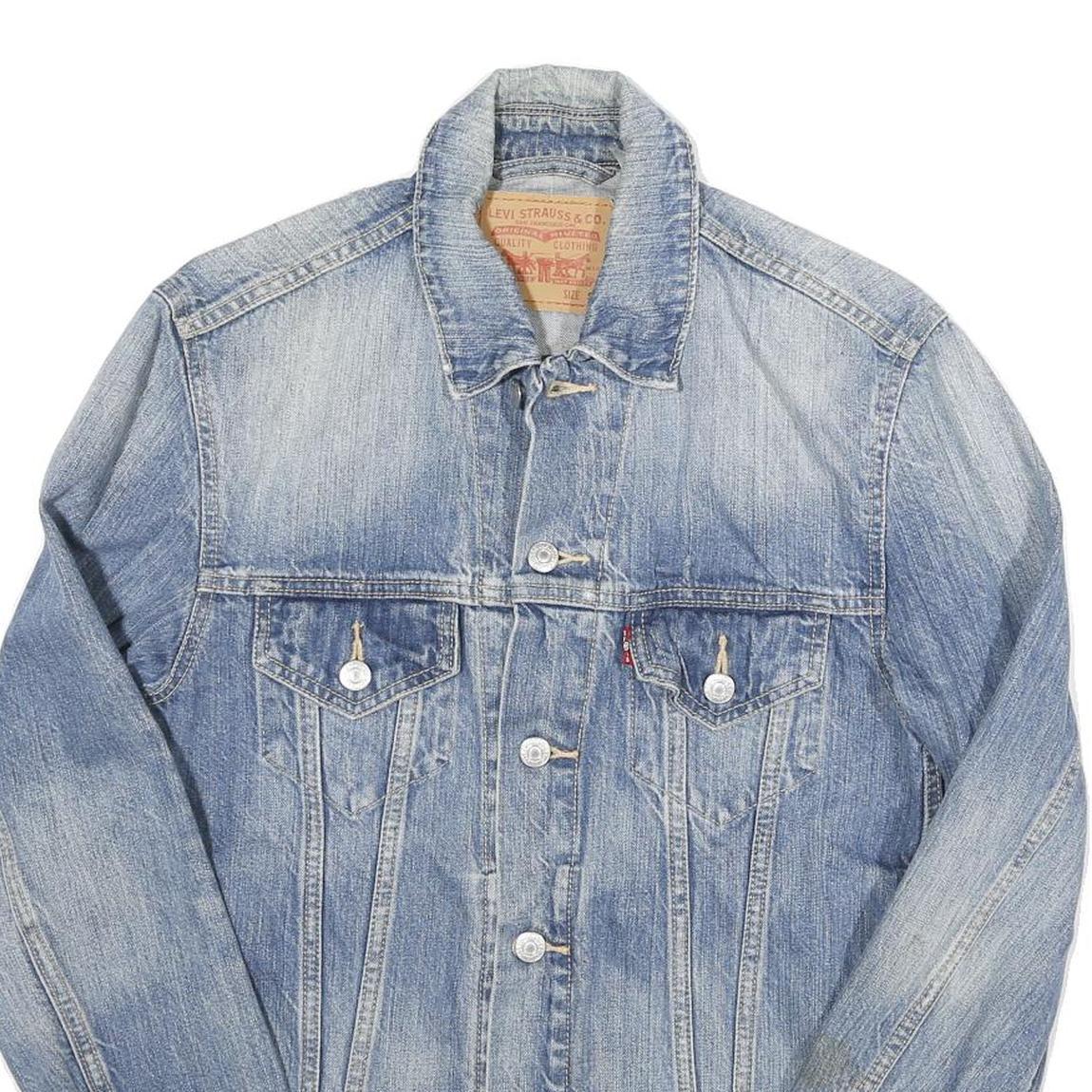 LEVI'S Mens Blue Denim Jacket S Cotton Blend Button Closure Classic Fit Casual