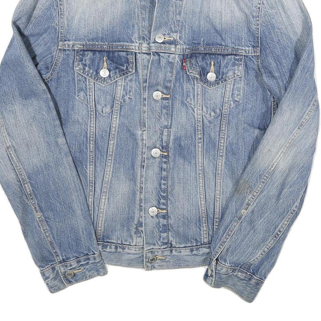 LEVI'S Mens Blue Denim Jacket S Cotton Blend Button Closure Classic Fit Casual