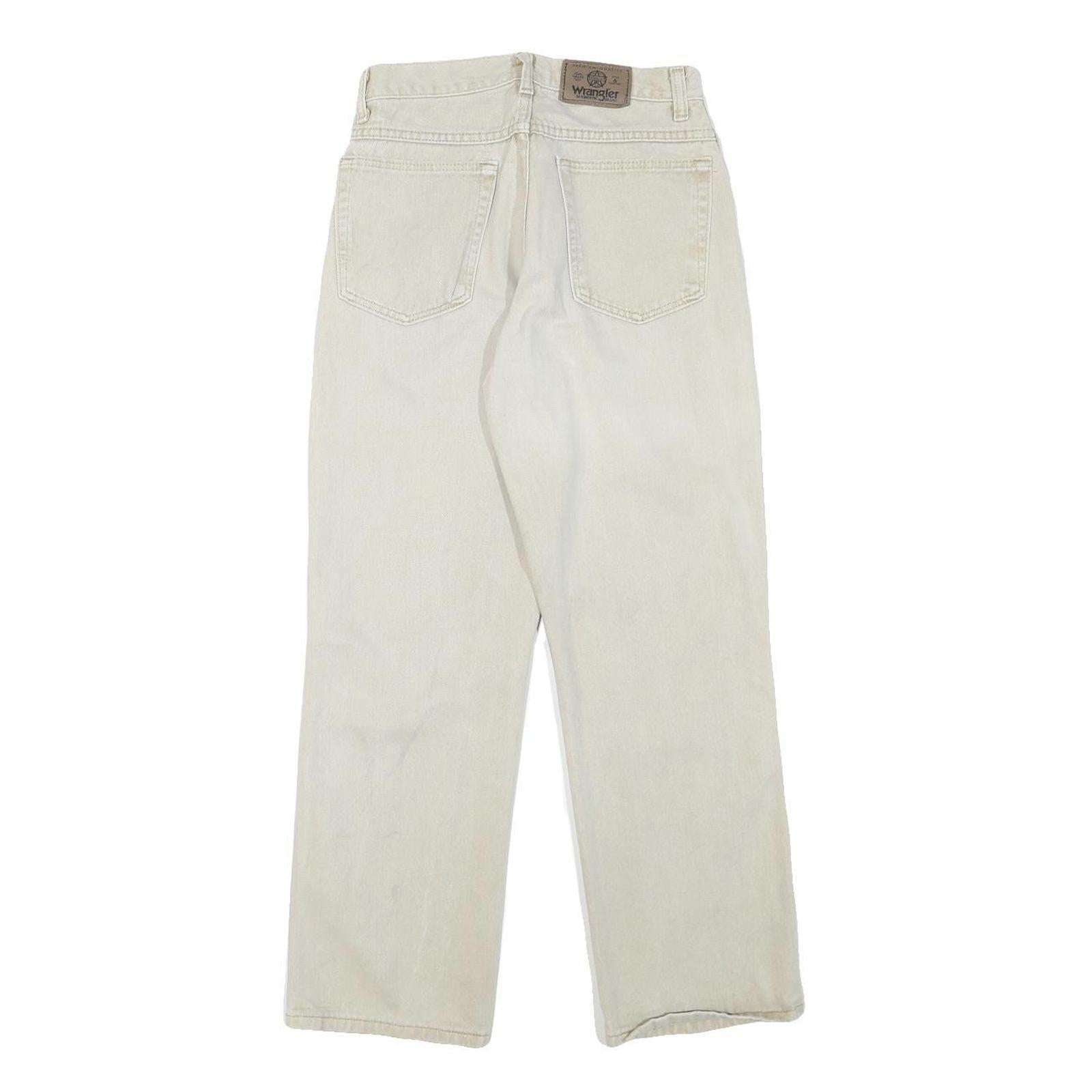 WRANGLER Mens Regular Fit Jeans White Cotton Blend W26 L27 Classic Zip Closure