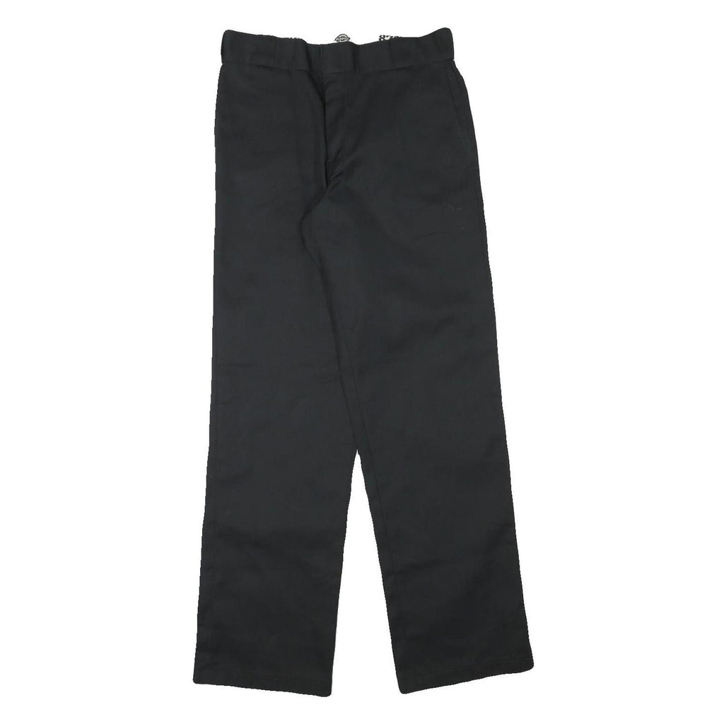 DICKIES Mens Cotton Blend Black Regular Straight Trousers W30 L31 Workwear Zip