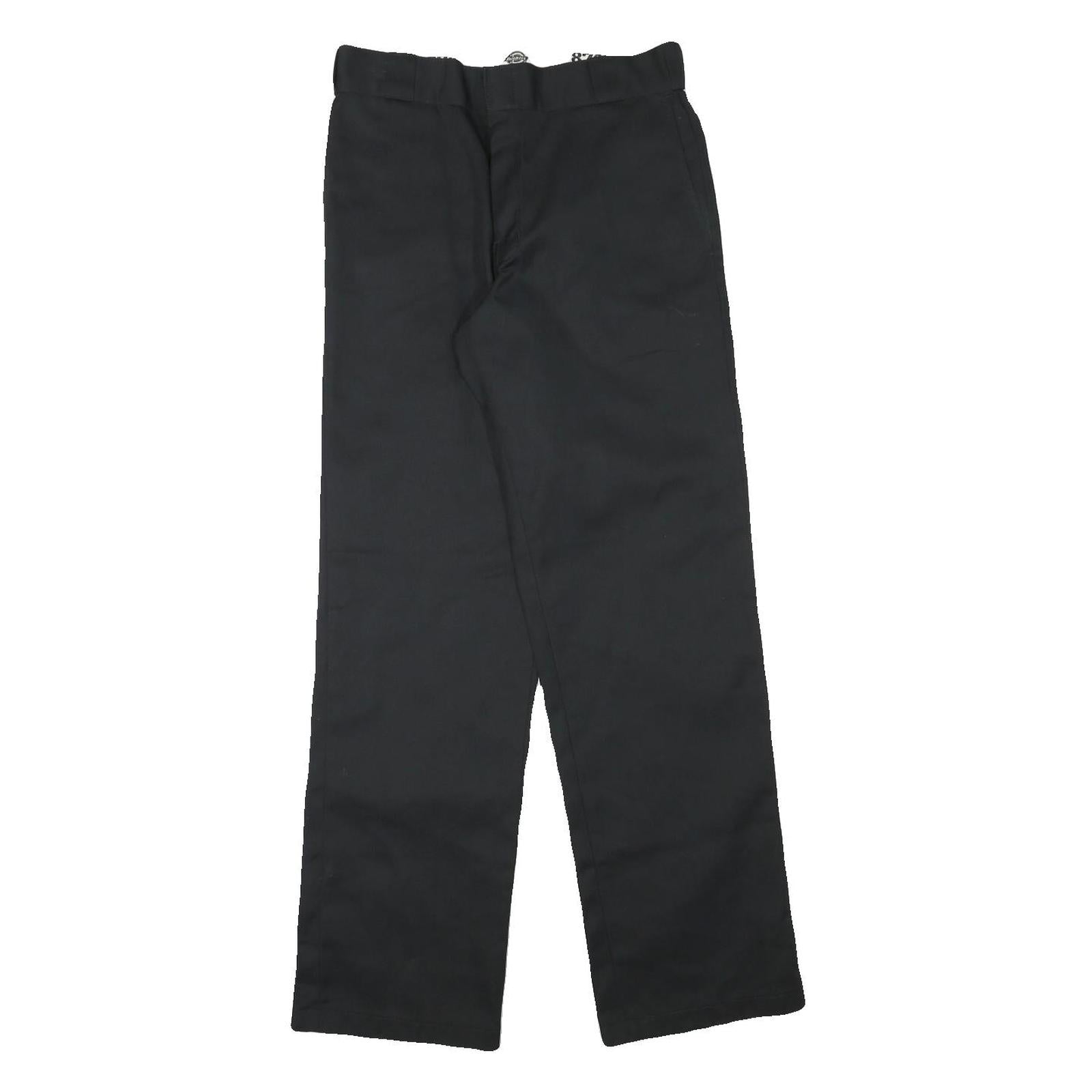 DICKIES Mens Cotton Blend Black Regular Straight Trousers W30 L31 Workwear Zip