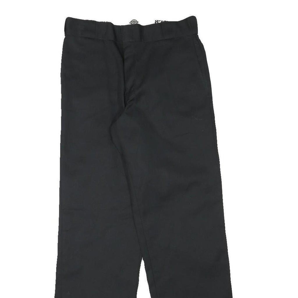 DICKIES Mens Cotton Blend Black Regular Straight Trousers W30 L31 Workwear Zip