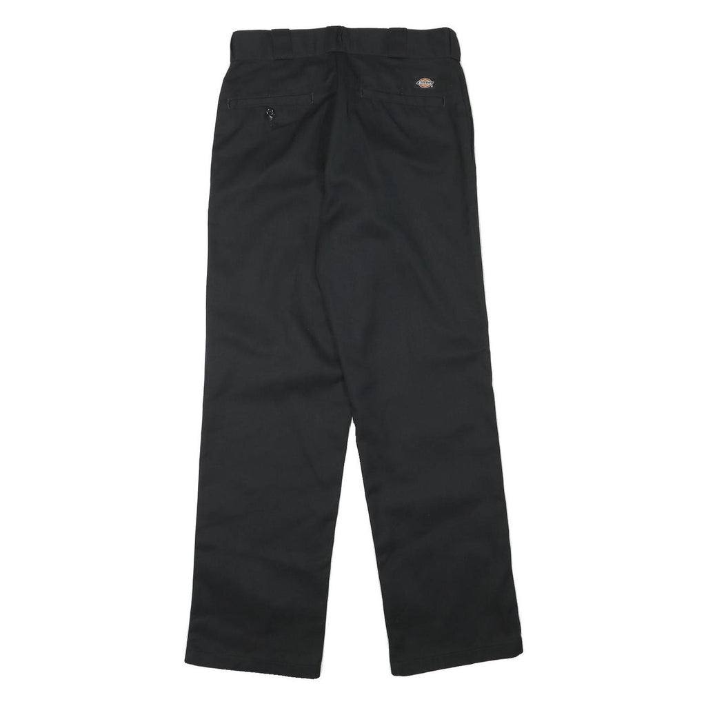 DICKIES Mens Cotton Blend Black Regular Straight Trousers W30 L31 Workwear Zip