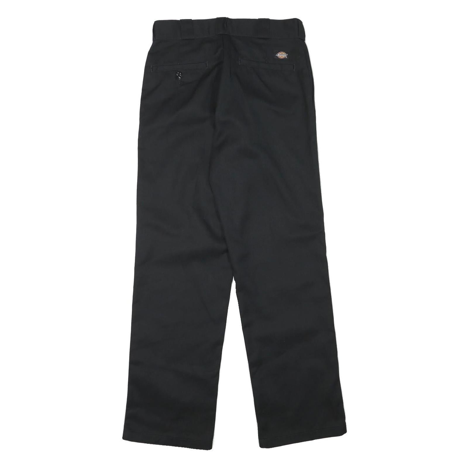 DICKIES Mens Cotton Blend Black Regular Straight Trousers W30 L31 Workwear Zip