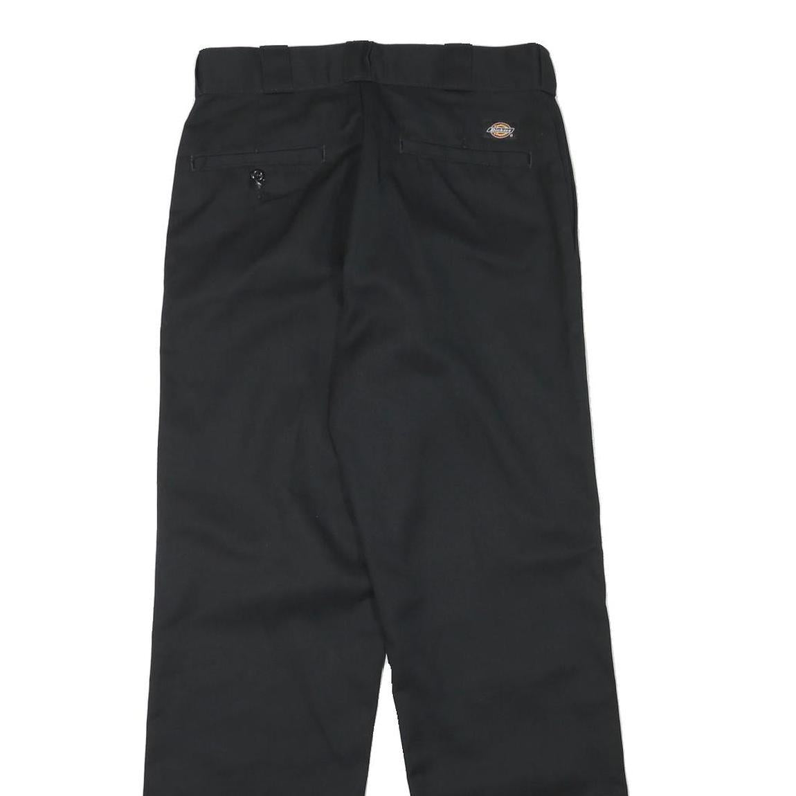 DICKIES Mens Cotton Blend Black Regular Straight Trousers W30 L31 Workwear Zip