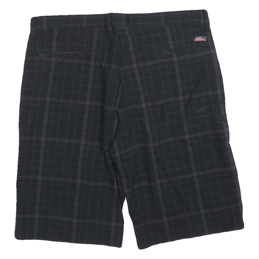 DICKIES Mens Black Casual Checked XL W40 Cotton Blend Shorts Zip Pockets