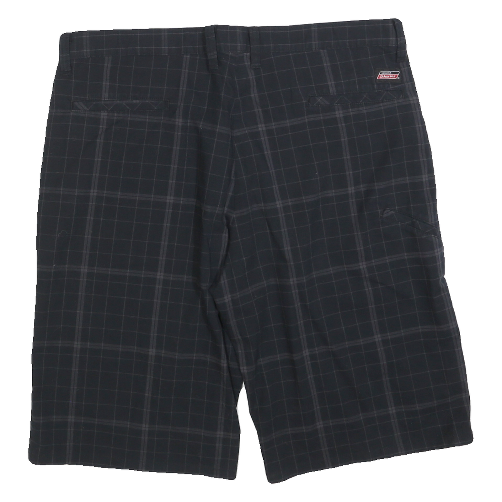DICKIES Mens Black Casual Checked XL W40 Cotton Blend Shorts Zip Pockets