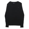 TOMMY HILFIGER Womens Black Cotton Patterned Crew Neck Jumper XL Classic Fit