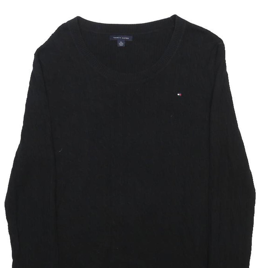 TOMMY HILFIGER Womens Black Cotton Patterned Crew Neck Jumper XL Classic Fit