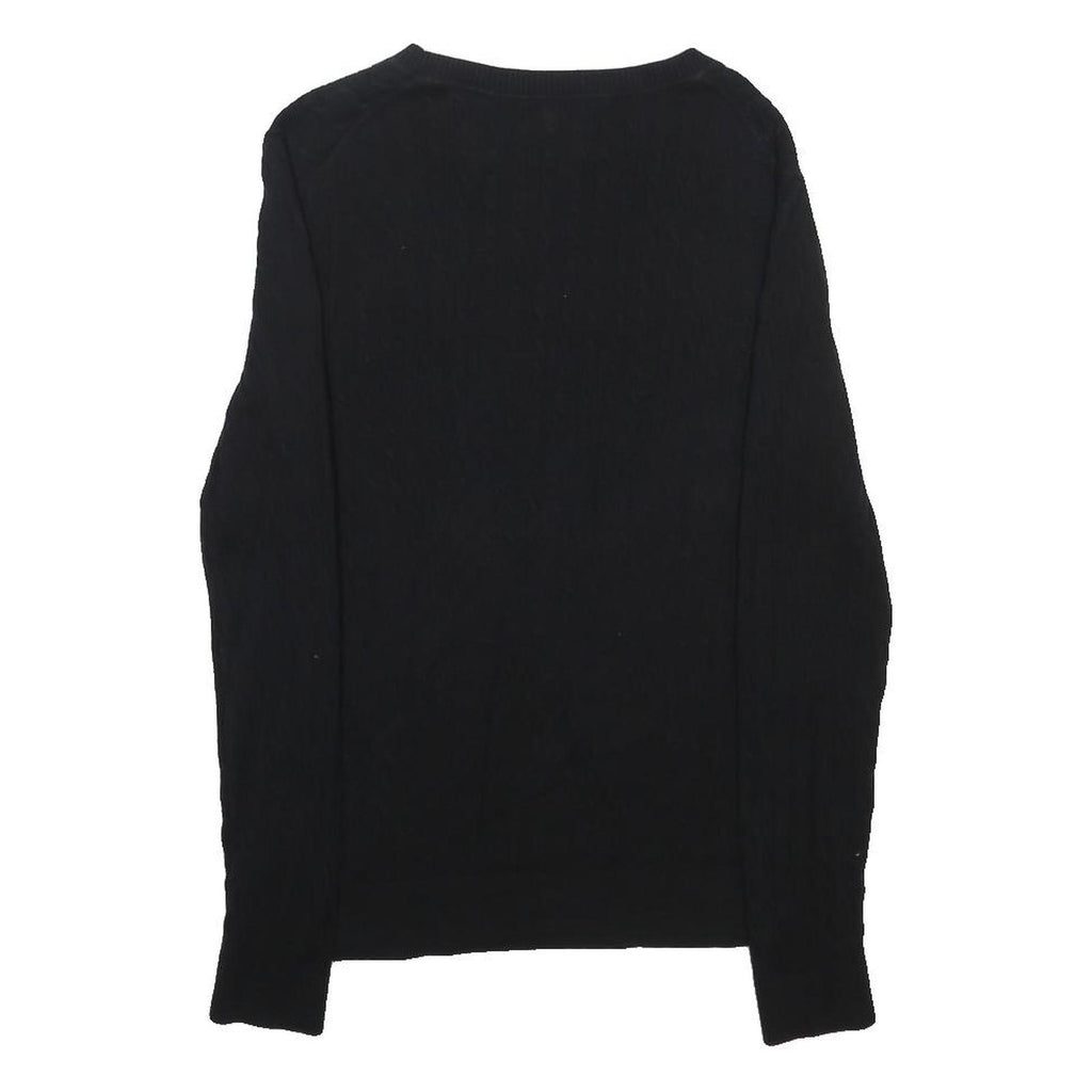 TOMMY HILFIGER Womens Black Cotton Patterned Crew Neck Jumper XL Classic Fit