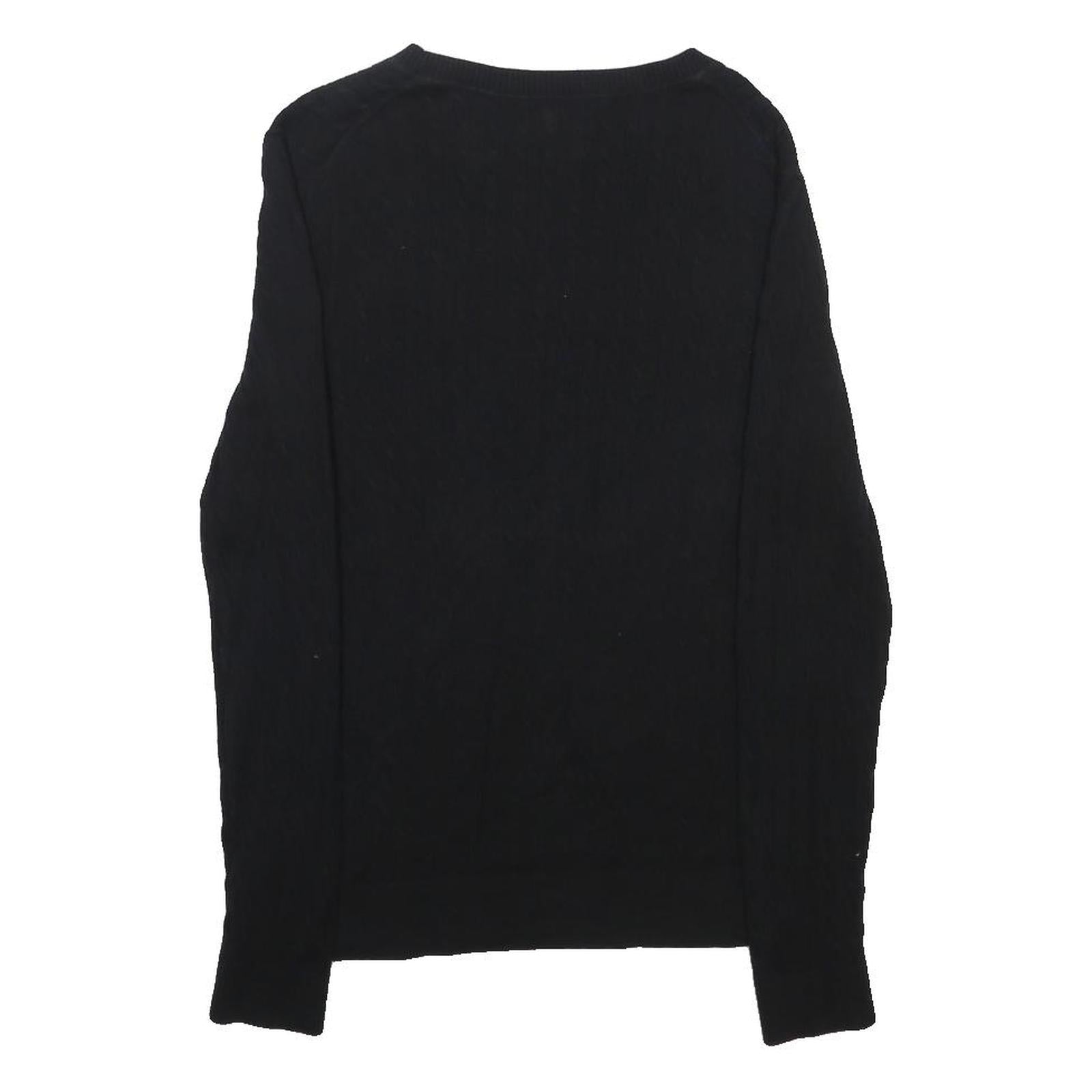 TOMMY HILFIGER Womens Black Cotton Patterned Crew Neck Jumper XL Classic Fit
