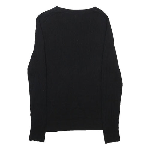 TOMMY HILFIGER Womens Black Cotton Patterned Crew Neck Jumper XL Classic Fit