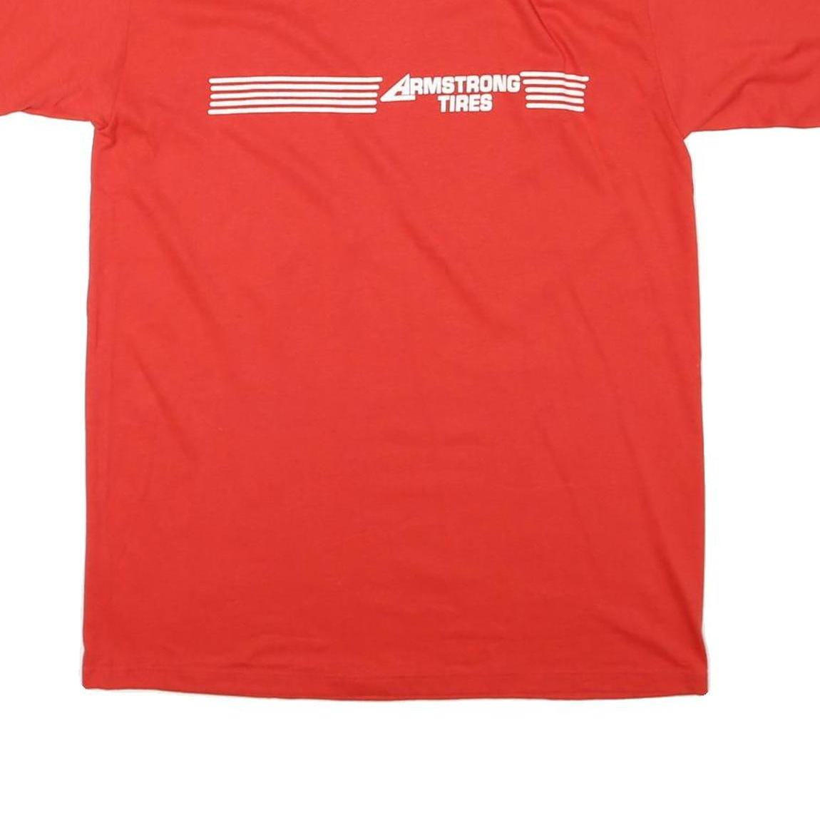 JERZEES Single Stitch Mens Red Armstrong Tires T-Shirt L Short Sleeve Crew Neck