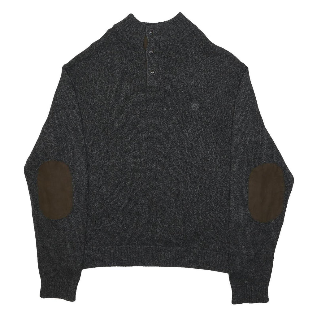 CHAPS Mens Charcoal Grey Plain Pullover Jumper Crew Neck Cotton 2XL
