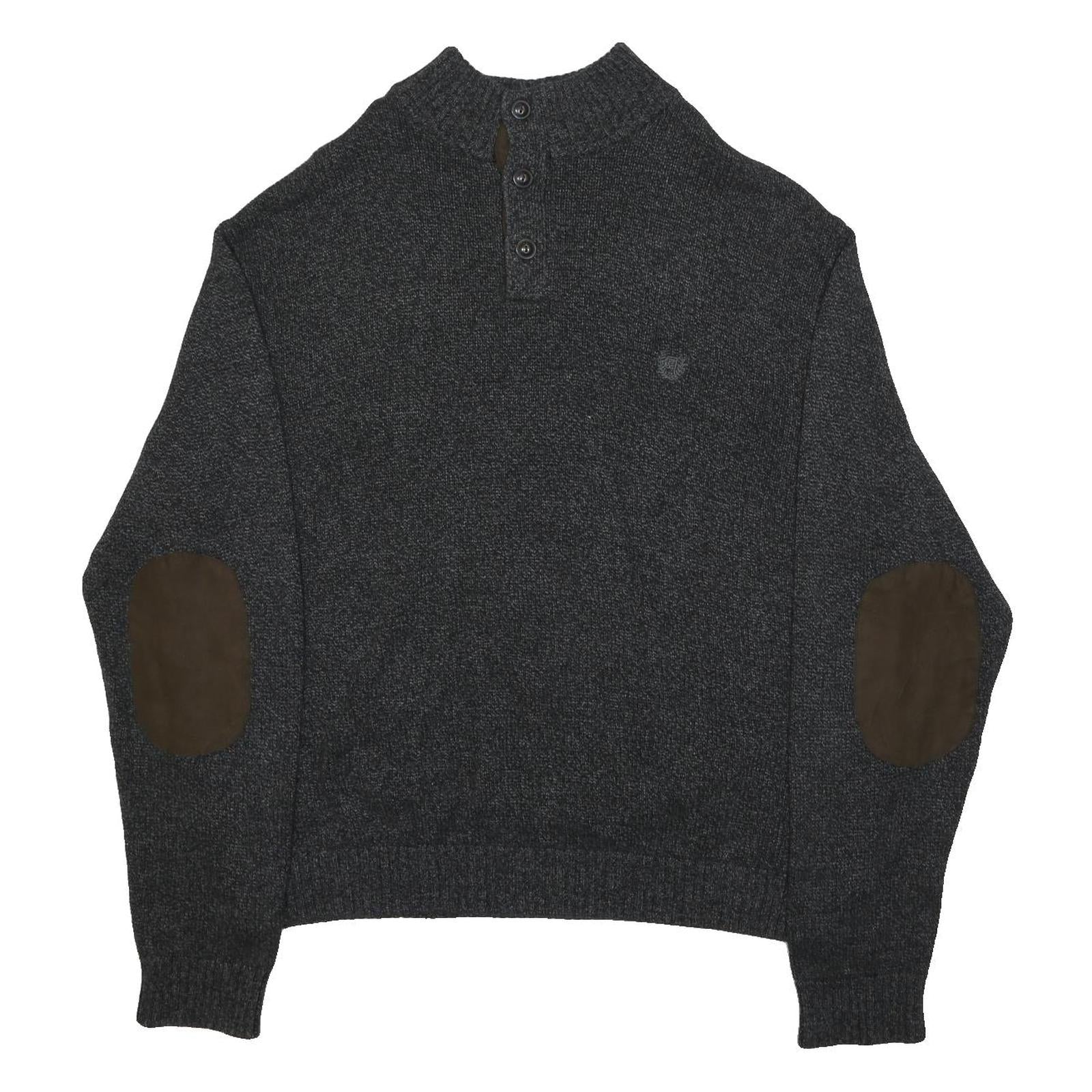 CHAPS Mens Charcoal Grey Plain Pullover Jumper Crew Neck Cotton 2XL