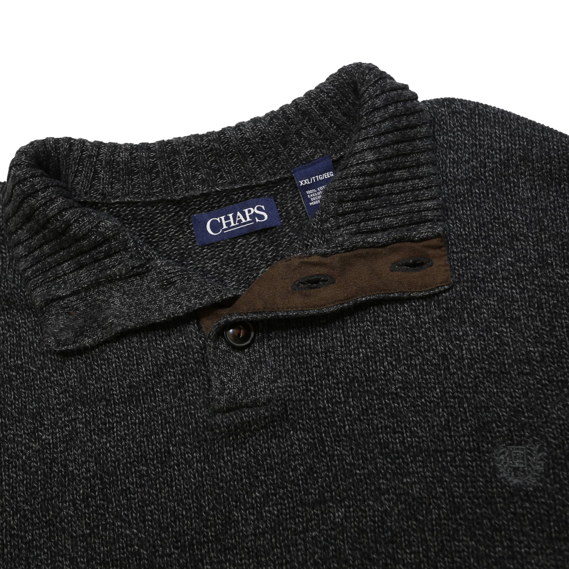 CHAPS Mens Charcoal Grey Plain Pullover Jumper Crew Neck Cotton 2XL