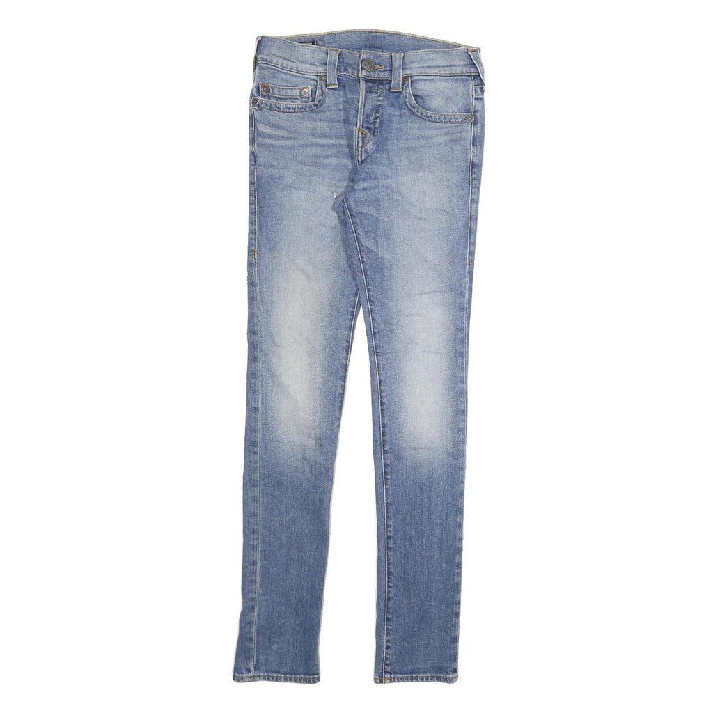 TRUE RELIGION Mens Slim Blue Denim Light W29 L33 Zip Pockets Cotton Blend Jeans